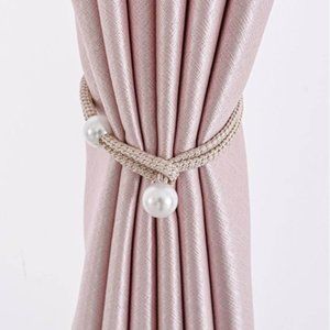 1pc Faux Pearl Decor Curtain Beige Tieback NEW